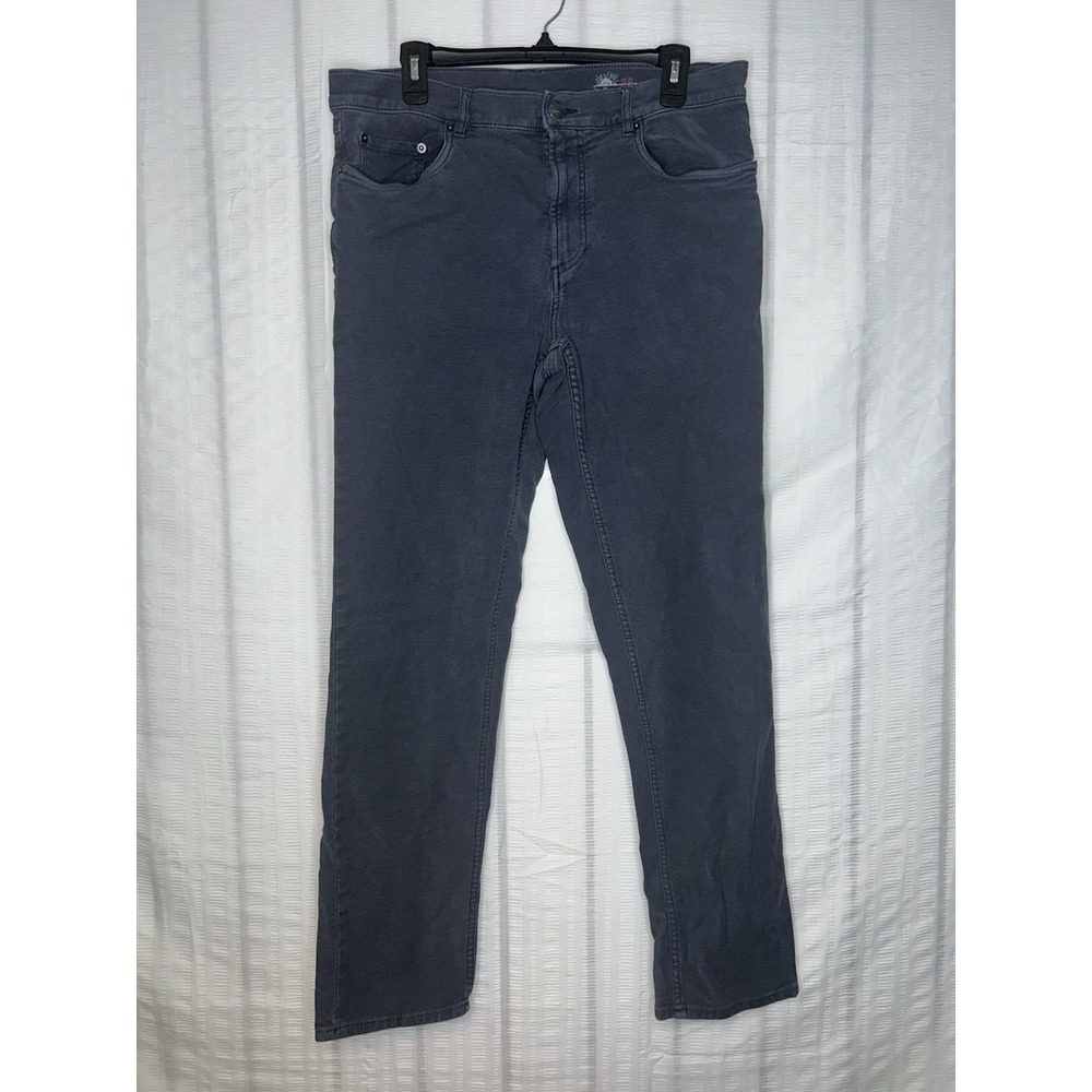 Faherty Stretch Terry 5 Pocket Navy Pants Mens 35x30 Slim Straight MBC0020-NVY